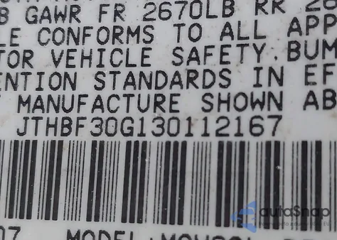 2003 Lexus Es 300 z USA, uszkodzony, nr VIN JTHBF30G130112167